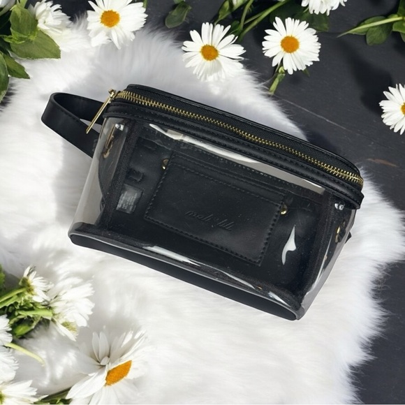 Mali & Lili Black Clear Gold Tone Zippered Adjustable Concert Festival Waist Bag - Picture 13 of 13